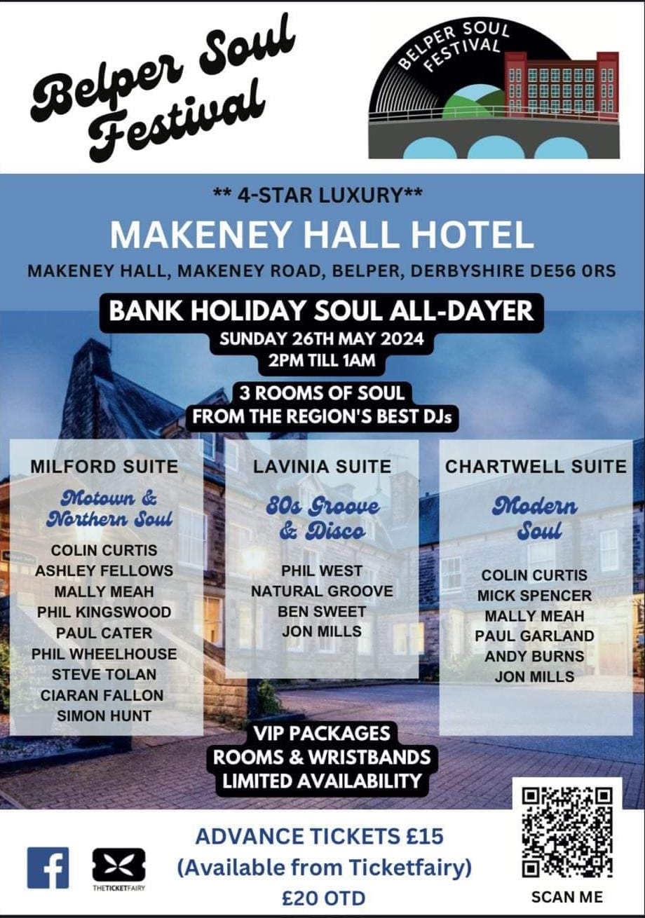 Poster listing DJs appearing at the Belper Soul Festival 2024