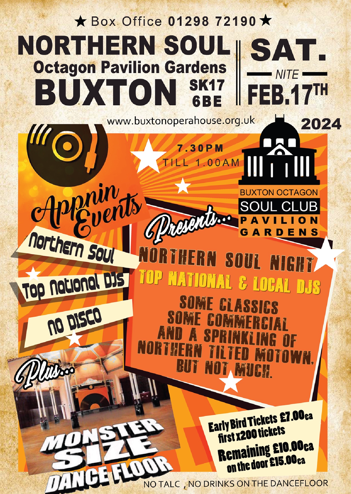 Buxton Octagon Northern Soul Club present a night of Northern Soul on February 17th 2024